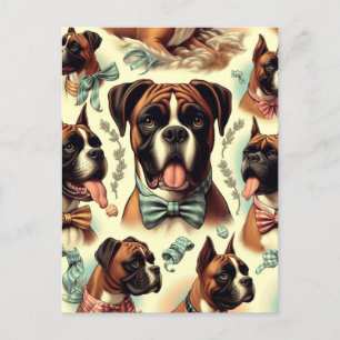 Cartão Postal Vintage Boxer Dog Sem Costura
