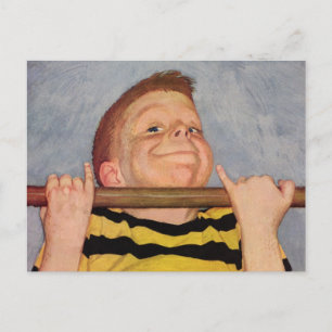 Cartão Postal Vintage Boy Fazendo Ups, Malhação e Exercício do q