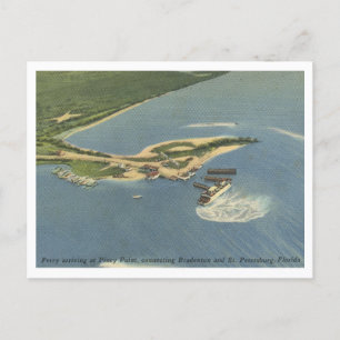 Cartão Postal Vintage Bradenton Florida Ferry para Ruas. Petersb