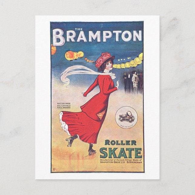 Cartão Postal Vintage Brampton Roller Skate Anúncio (Frente)