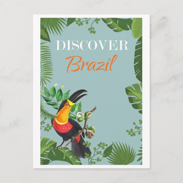 Cartão Postal Vintage Brasil Toucan Viagem (Frente)