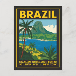 Cartão Postal Vintage Brazil Travel Poster Coastal View