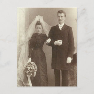 Cartão Postal Vintage Bride & Groom Fotografia Romântica de Casa