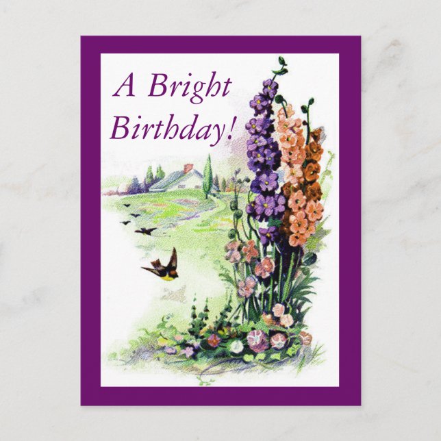 Cartão Postal Vintage Bright Birthday (Frente)