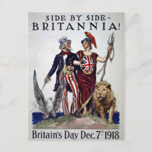 Cartão Postal Vintage Britannia! Cartão-postal de Arte WI Lado a