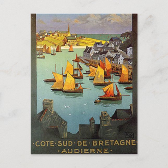 Cartão Postal Vintage Brittany, Audierne, França - (Frente)