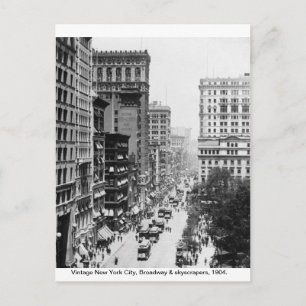 Cartão Postal Vintage Broadway, Nova Iorque 1904,