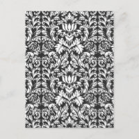 Vintage Brocado de Renda de Damasco Preto e Branco