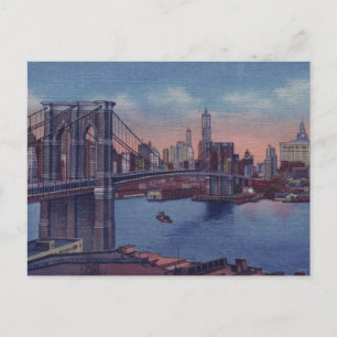 Cartão Postal Vintage Brooklyn Bridge