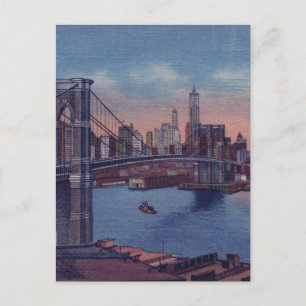 Cartão Postal Vintage Brooklyn Bridge