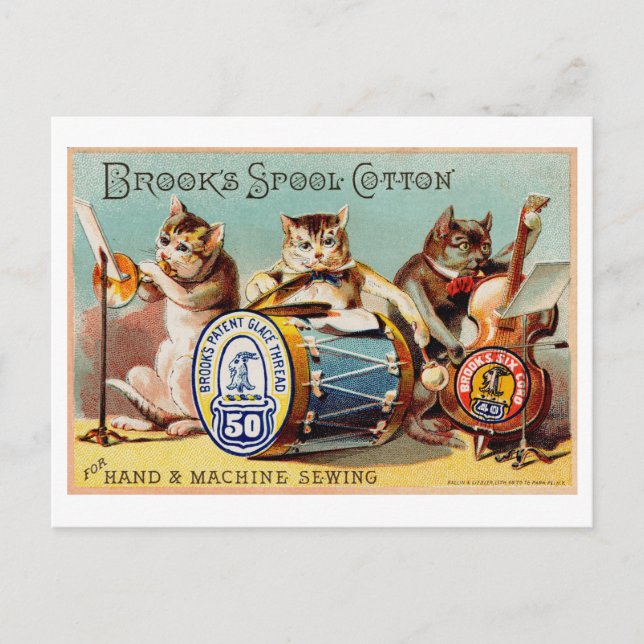 Cartão Postal Vintage Brook's Spool Cotton Cat Advertisement (Frente)