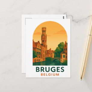 Cartão Postal Vintage Bruges Bélgica Viagem Arte – Europa Retrô