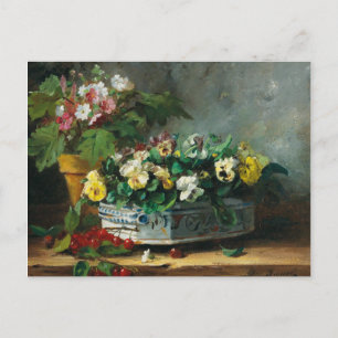 Cartão Postal Vintage Brunel-Neuville Pansies e Primroses