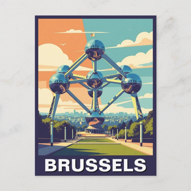 Cartão Postal Vintage Bruxelas Bélgica Atomium Viagem (Frente)