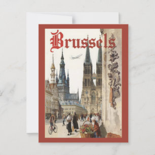 Cartão Postal Vintage Bruxelas Bélgica Viagem