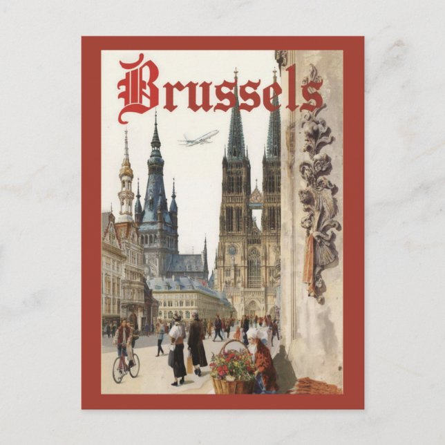 Cartão Postal Vintage Bruxelas Bélgica Viagem (Frente)