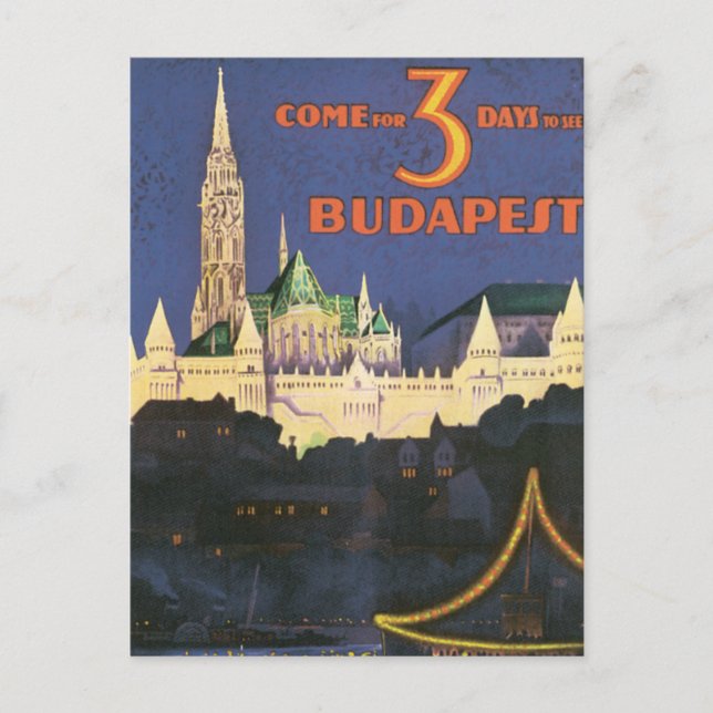 Cartão Postal Vintage Budapest (Frente)