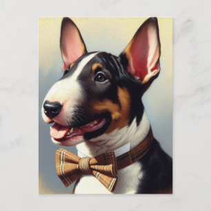 Cartão Postal Vintage Bull Terrier Painting Retrato