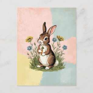 Cartão Postal Vintage Bunny - Placa de Páscoa Nostálgica