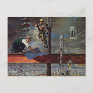 Cartão Postal Vintage Business, Arquitetos e Construção