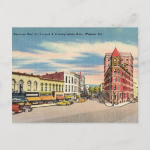 Cartão Postal Vintage Business District, Warren Pensilvânia