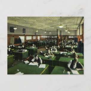 Cartão Postal Vintage Business, Jornalistas no Escritório de Jor