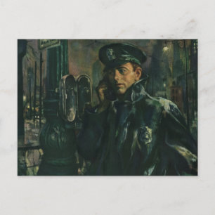 Cartão Postal Vintage Business, Policial no Telefone de Emergênc