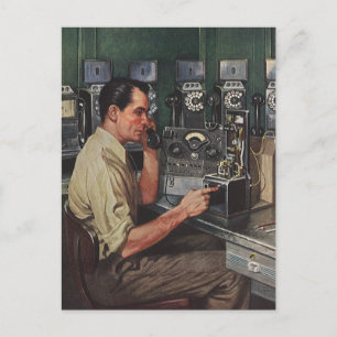 Cartão Postal Vintage Business, Reparador de Telefone Telefônico