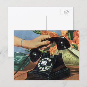 Cartão Postal Vintage Business, telefone antigo com discagem rot