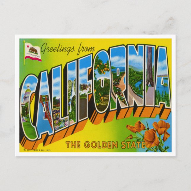 Cartão postal Vintage California (Frente)