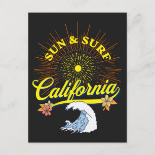 Cartão Postal Vintage California Sun e Surf Retro Viagem