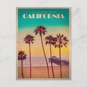 Cartão Postal Vintage California Sunset Beach