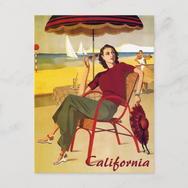 Cartão postal Vintage California Viagem (Frente)