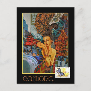 Cartão Postal Vintage Camboja Viagem
