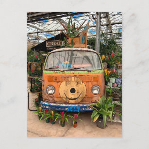 Cartão Postal Vintage Camper Van Reutilizado como Vídeo Floral 