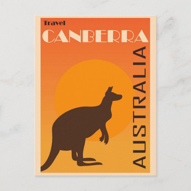 Cartão Postal Vintage Canberra Austrália Kangaroo Viagem (Frente)