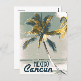Cartão Postal Vintage Cancun Mexico Poster Art Viagem