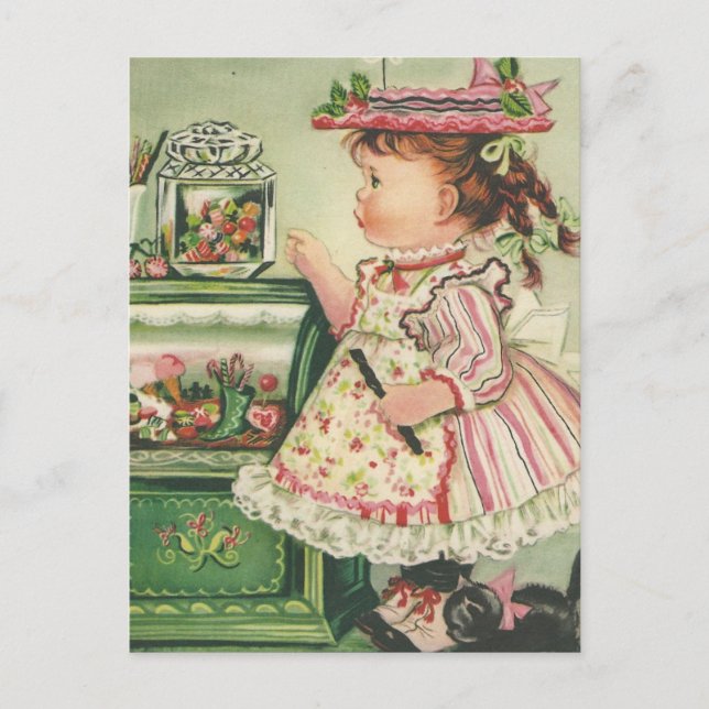 Cartão Postal Vintage Candy Compra Girl Card (Frente)