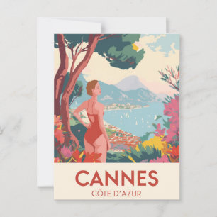 Cartão Postal Vintage Cannes Côte d'Azur Viagem