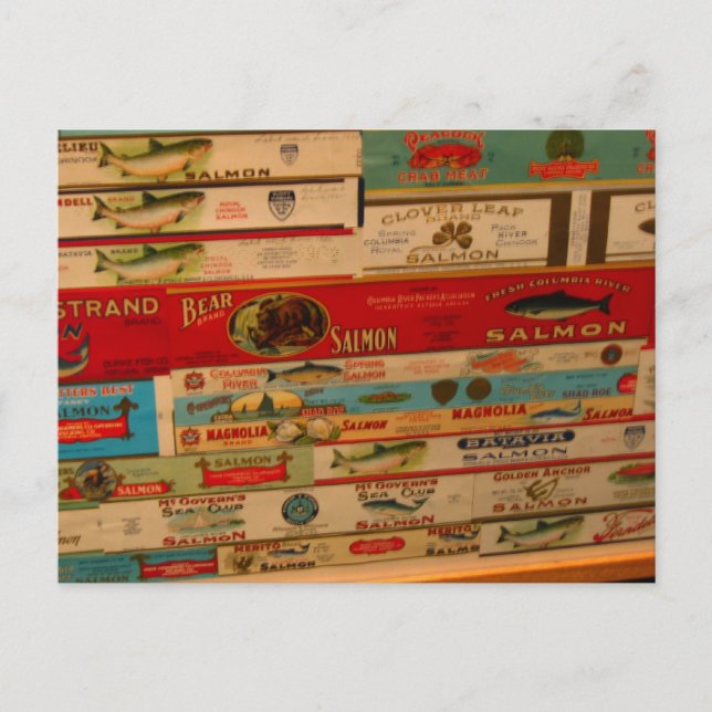 Cartão Postal Vintage Cans Salmon (Frente)