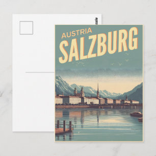 Cartão Postal Vintage, capital da Áustria, salzburg skyline