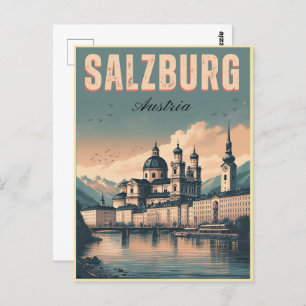 Cartão Postal Vintage, capital da Áustria, salzburg skyline