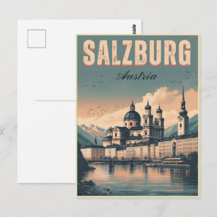 Cartão Postal Vintage, capital da Áustria, salzburg skyline
