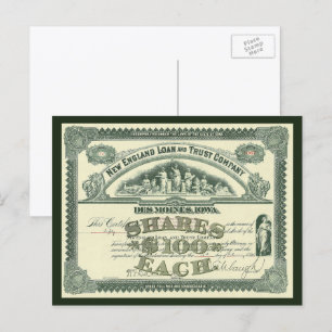 Cartão Postal Vintage Capital Stock Certificate Business Finance