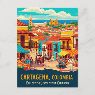 Cartão Postal Vintage Cartagena Colombia Viagem
