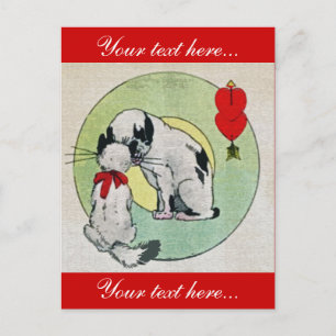 Cartão Postal Vintage Cat Love