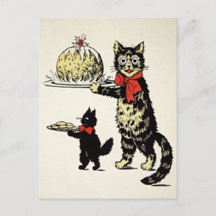 Cartão Postal Vintage Cats Servindo o Natal do Deserto
