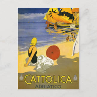 Cartão Postal Vintage Cattolica - Viagem Art Italiano