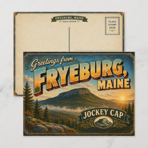 Cartão postal vintage cênico de Fryeburg Maine