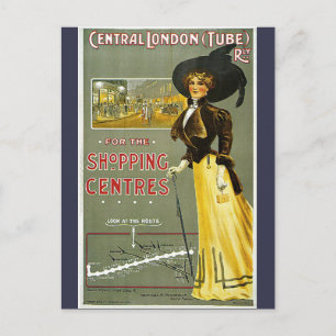 Cartão Postal Vintage Central London - Centros de Compro Viagem